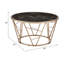 Table basse avec plateau en verre et finition champagne