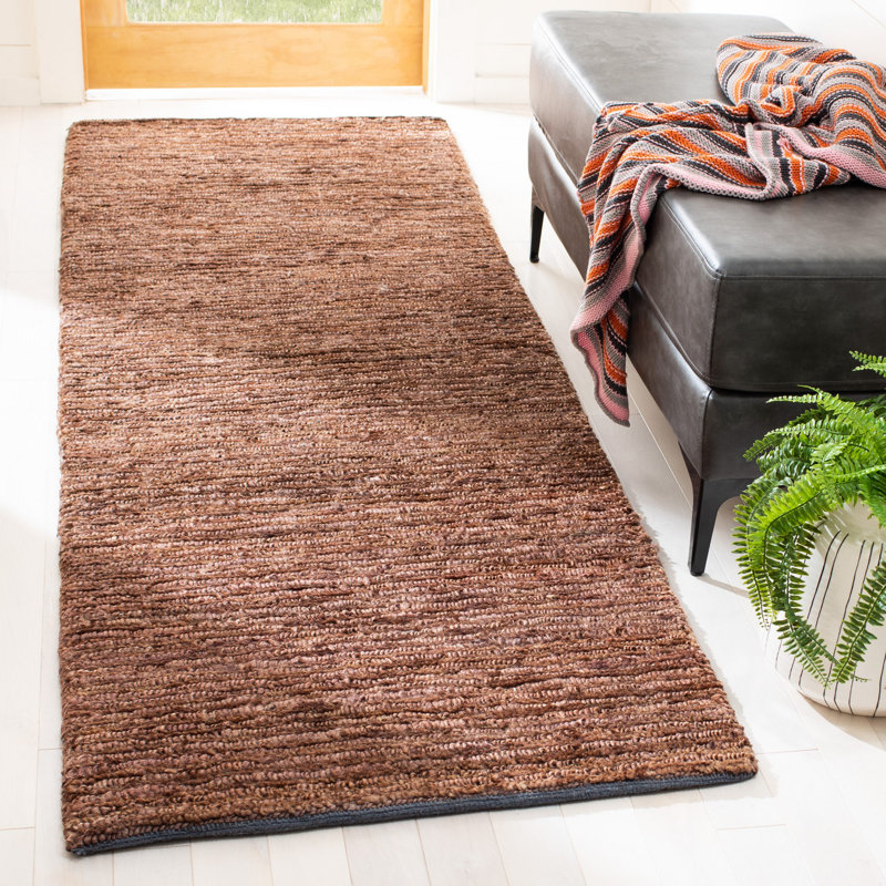 Tapis en jute de couleur unie Seden, Tapis de couloir 2 pi 6 po x 12 pi