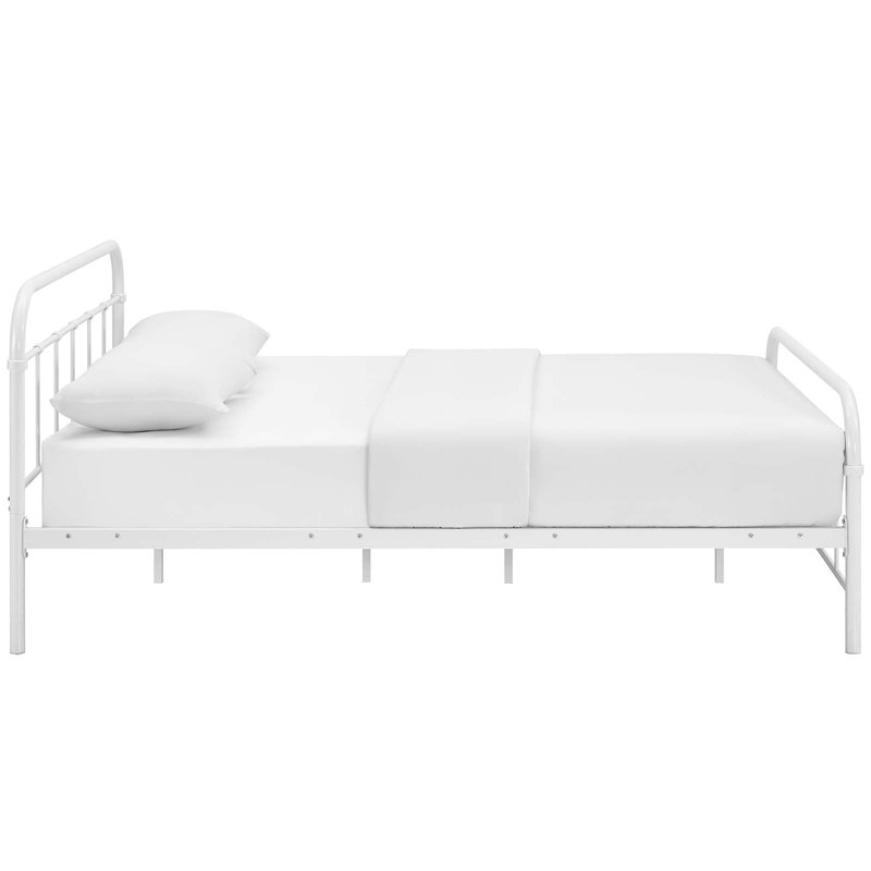 Maisie White Queen Metal Bed Frame with Headboard