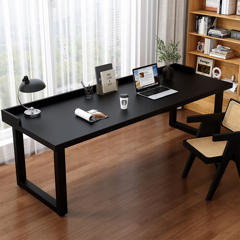 Bureau d'écriture rectangulaire en bois massif noir, Noir, H 29,53 po x l 78,74 po x P 31,5 po