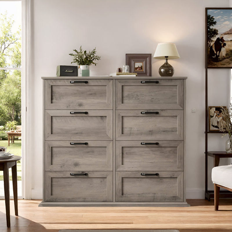 ON SALE  8 - Drawer Double Dresser (Set Of 2), Gray