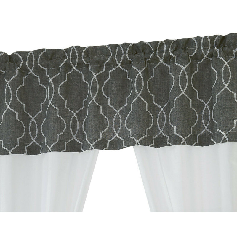 Semi Sheer Curtain, Charcoal/White