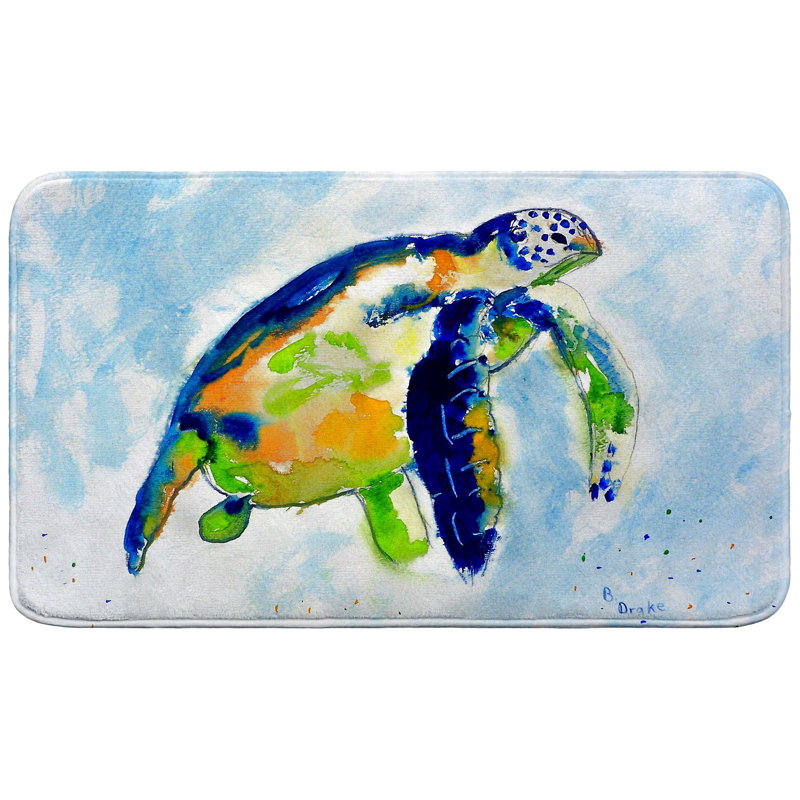 Tapis de bain Blue Sea Turtle, L 30 po x l 18 po