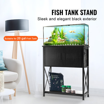 Support pour aquarium de 75 litres (20 gallons), en acier et MDF, dimensions : 65 x 42 x 81 cm (25,6 x 16,5 x 31,9 pouces). Support pour aquarium à tortues, capacité de charge : 76 kg (167,6 lb). Support de terrarium avec armoire de rangement et panneau électrique intégré, noir.