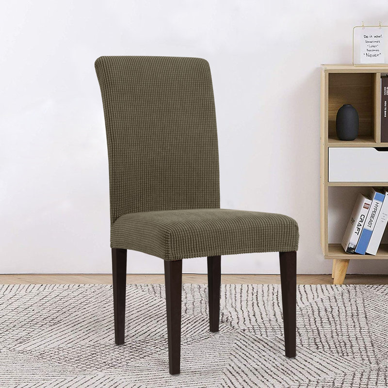 Soft Stretchy Box Cushion Dining Chair Slipcover, Olive Green