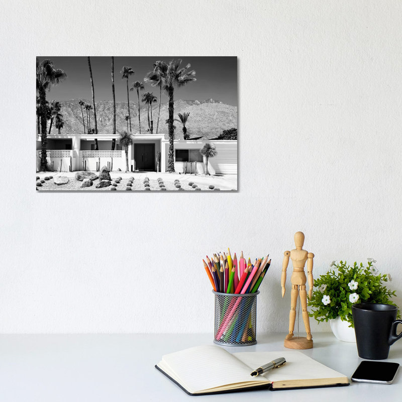Black California Series - White House Palm Springs - Wrapped Canvas Print, 20.32 cm H x 30.48 cm W