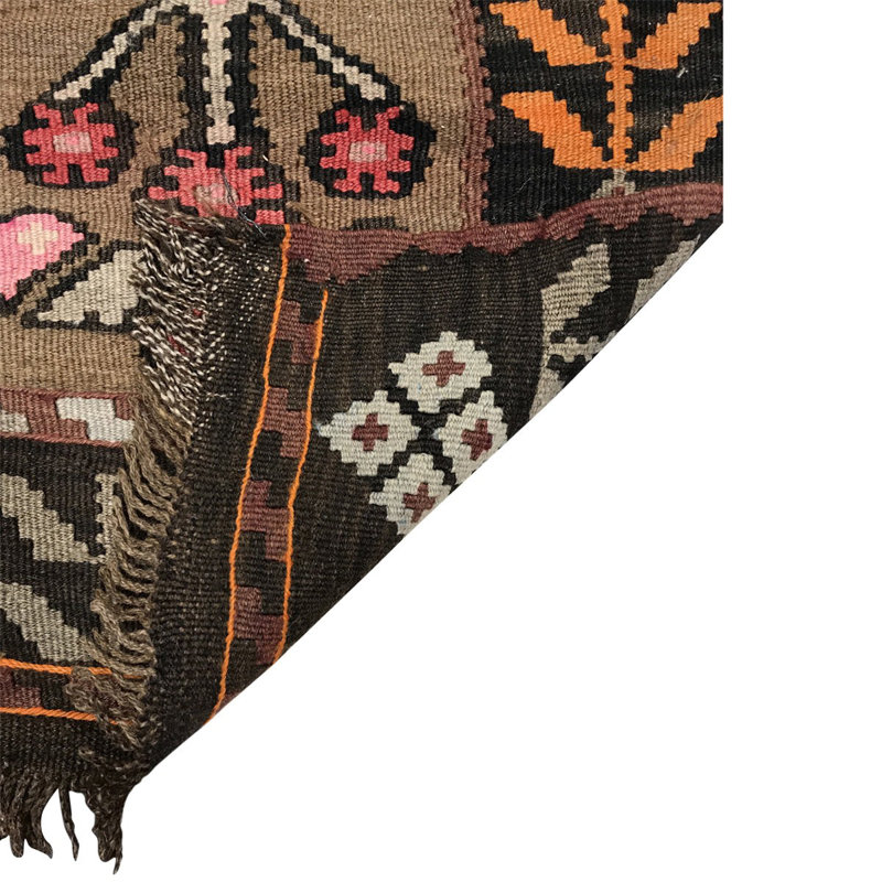 Ghelim One-of-a-Kind Wool Black/White/Brown/Beige Rug