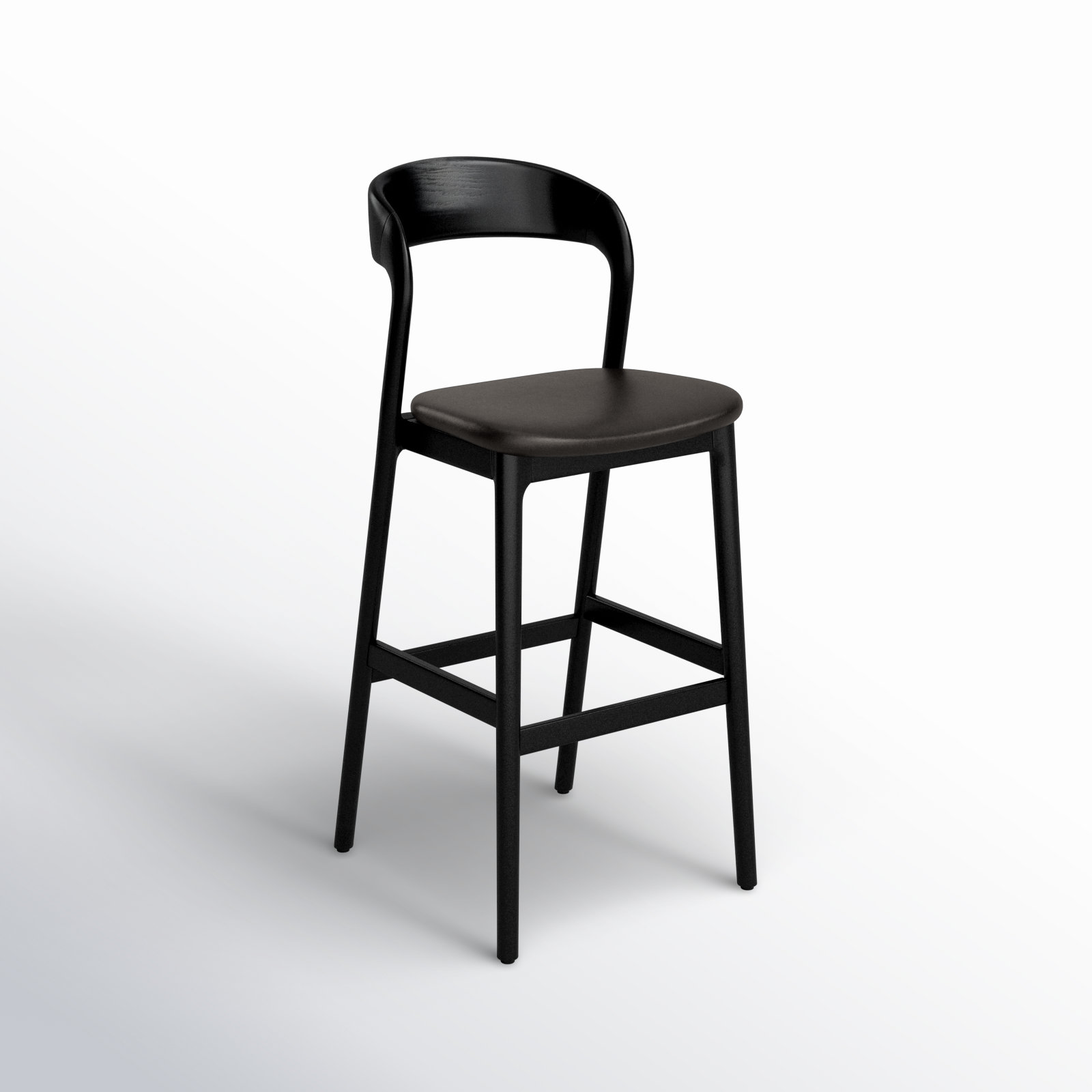 Kayla Leather Bar & Counter Stool, Bar Stool (30" Seat Height), Sonoma Black Genuine Leather/Black
