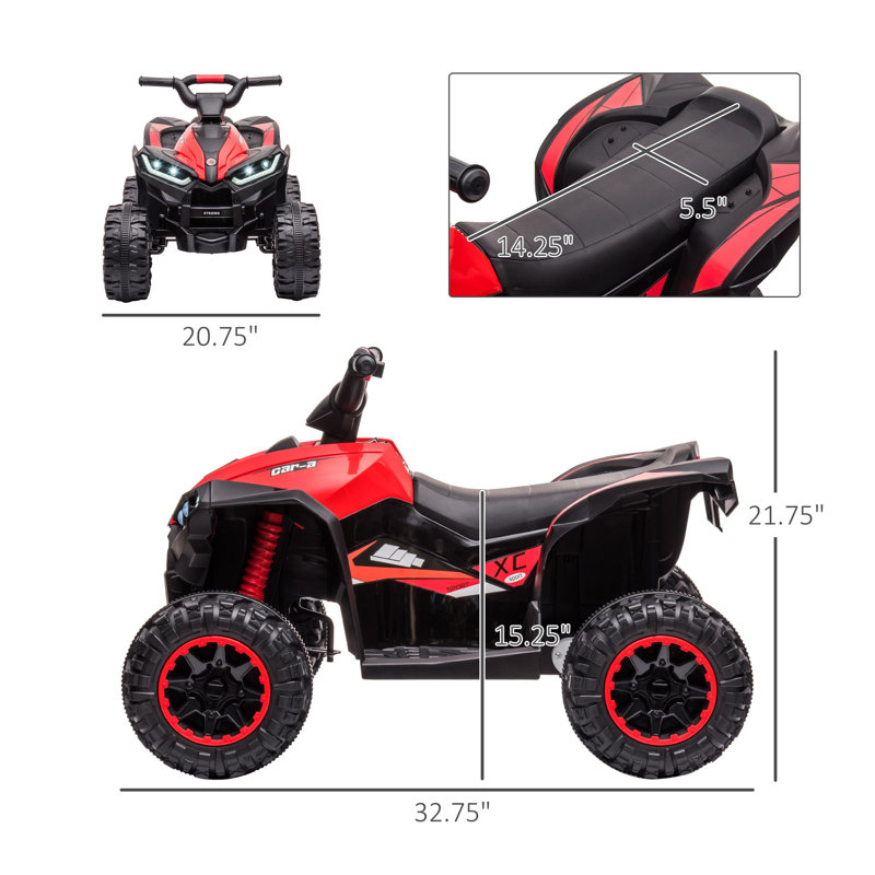 Red 12V Kids ATV Quad with Wear-Resistant Wheels