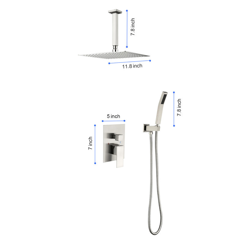 Pomme de douche à fixation au plafond: transformez votre salle de bain en une douche relaxante de 12 po: injection d'air, conçue pour une utilisation à long terme