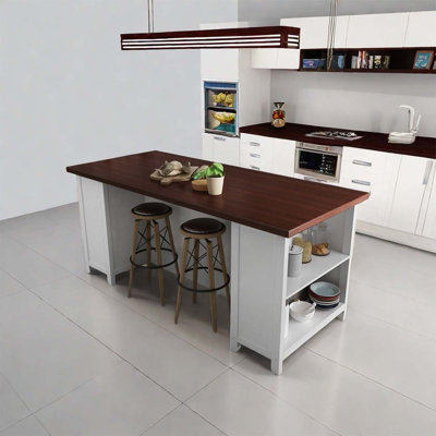 Open kitchen operation island, solid wood table