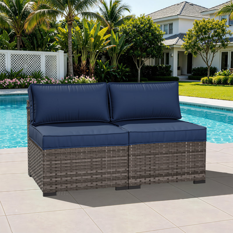  Riven 2-person Outdoor Seating Group With Cushions, Blue