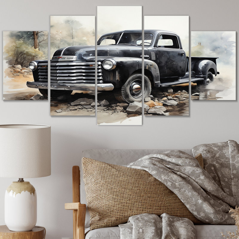 Minimalist Pickup - Transport, impression d'art mural - 5 panneaux
