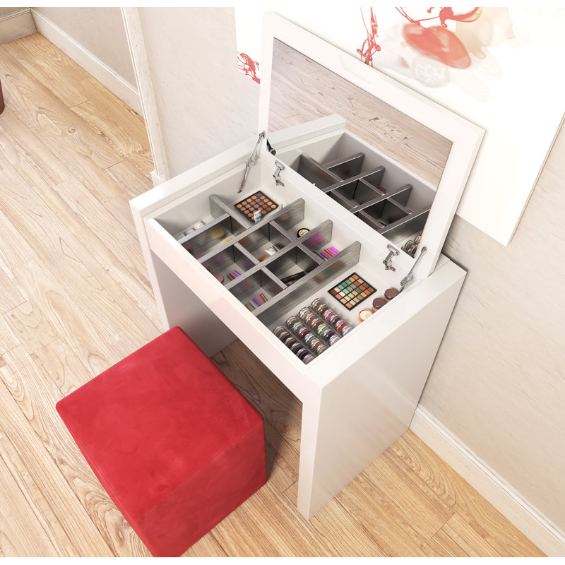 Ensemble coiffeuse Ahl avec tabouret et miroir