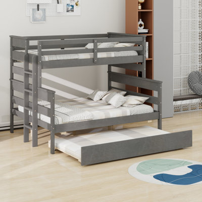 Wood Bunk Bed With Trundle by Harriet Bee