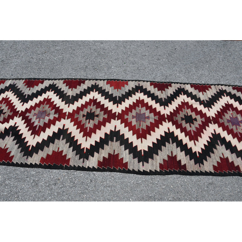 Tapis kilim turc rétro fait à la main avec motif Oushak brun / rouge