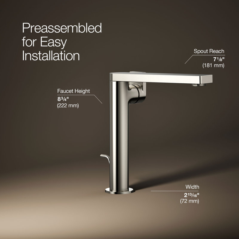 Composed Single Hole Bathroom Faucet with Drain Assembly, Vibrant Polished Nickel