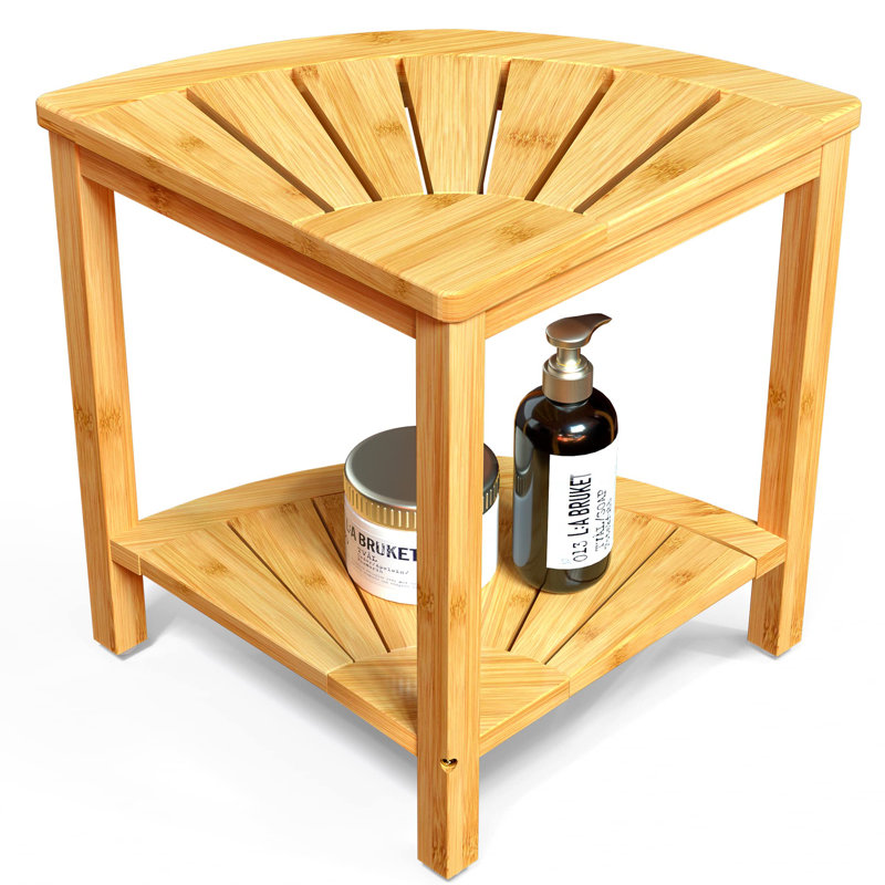 Bamboo Corner Shower Stool, Nature