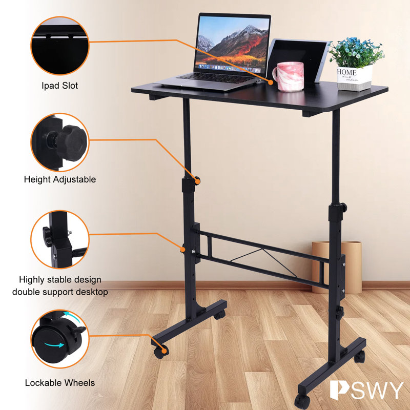 Bureau à roulettes à hauteur réglable