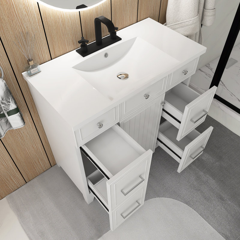 Meuble-lavabo simple 36 po avec lavabo, Blanc