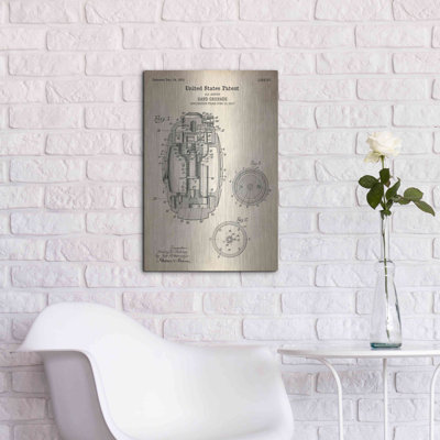 Hand Grenade Blueprint Patent Parchment' Metal Wall Art