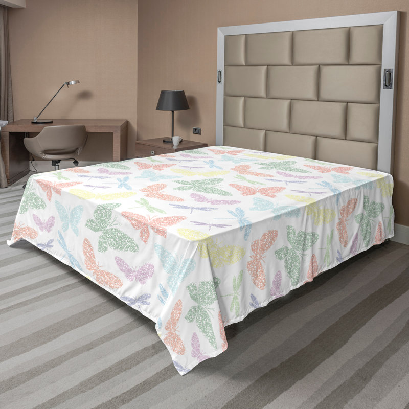 Multicolore Ambesonne, Drap plat pour très grand lit californien