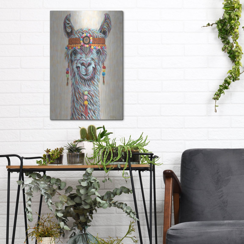 «Hippie Llama I» par Carolee Vitaletti, H 16 po x l 12 po