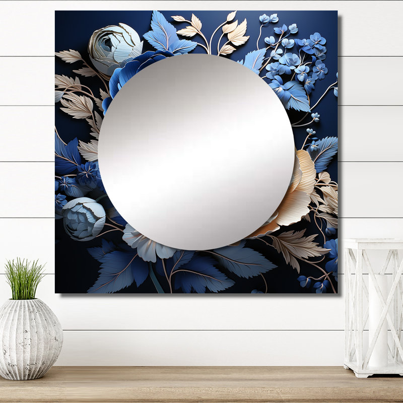 Aldin - Grand miroir mural carré Ranunculus pour chambre à coucher, 23 po x 23 po