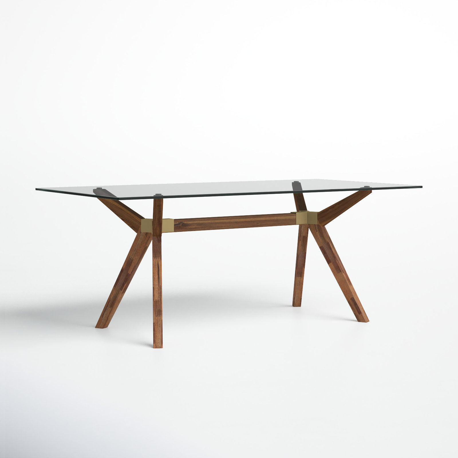 Walter Glass Walnut Coffee Table, 29.61" H x 74.8" W x 39.37" D, Brown