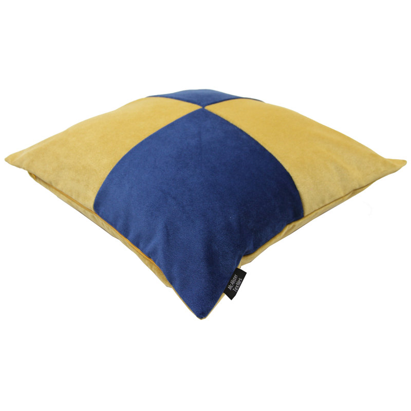Degenhard Patchwork Square Cushion Cover, 43 x 43cm, Ochre/Navy