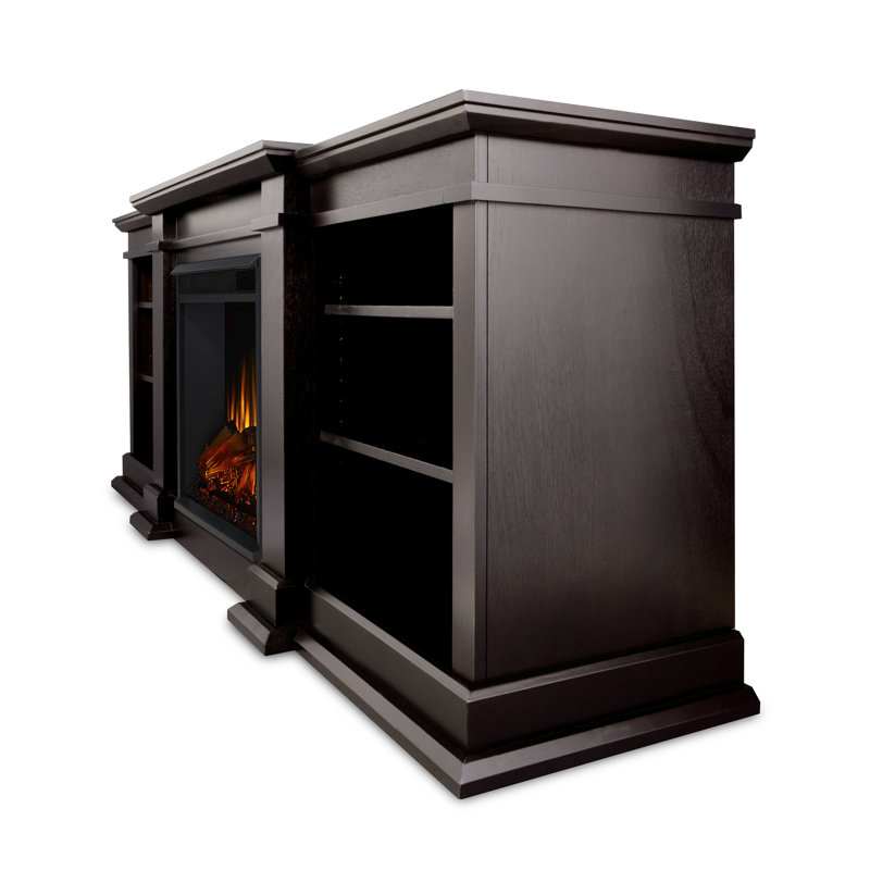 Fresno TV Stand with Fireplace, Dark Walnut