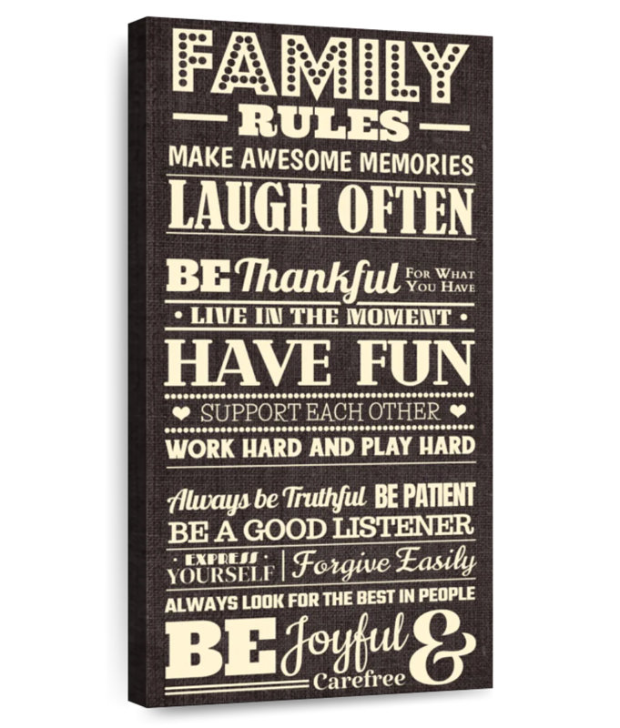 Panneau «Family Rules», H 30 po x l 15 po