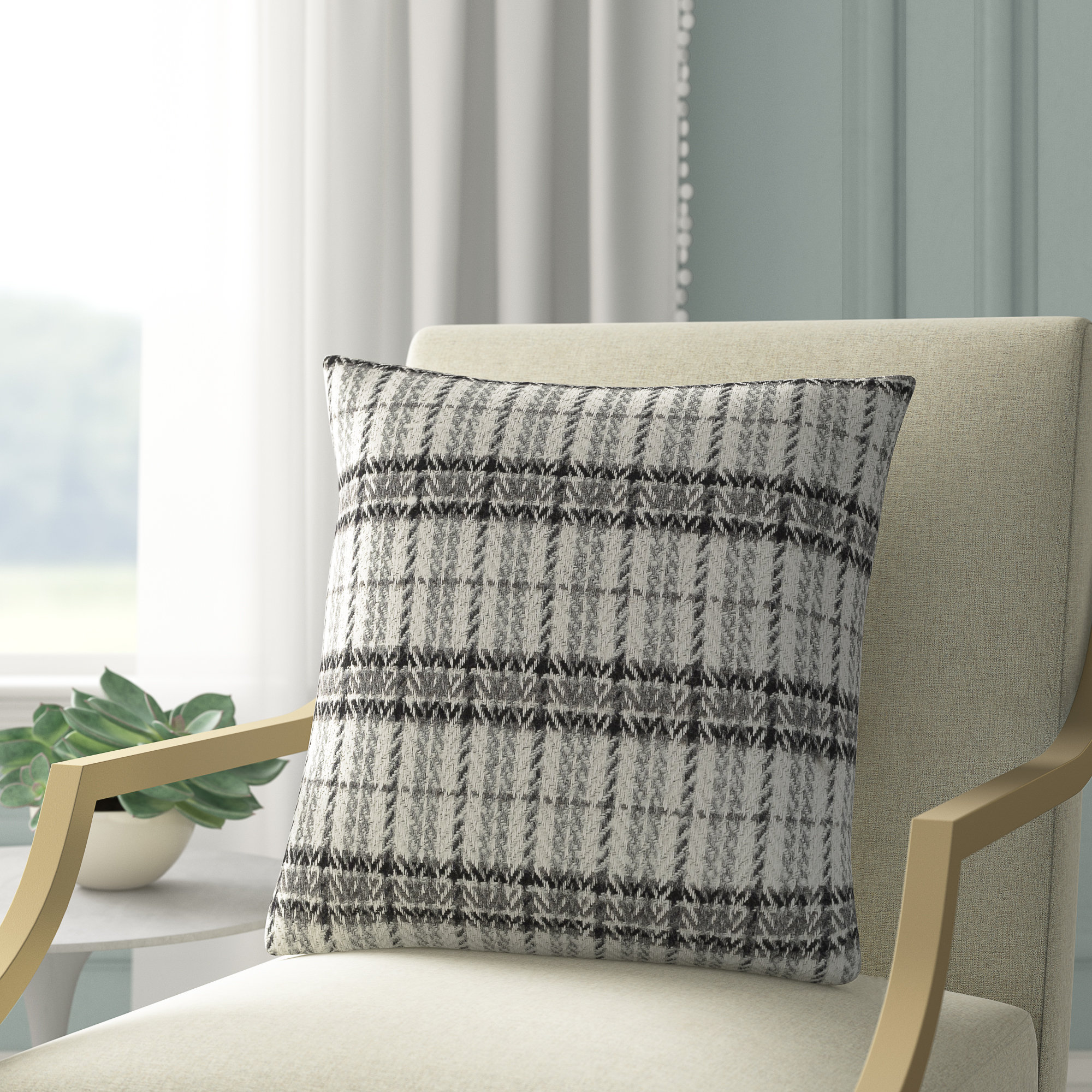 Santorini Chevron Throw Pillow, 18" x 18", Down