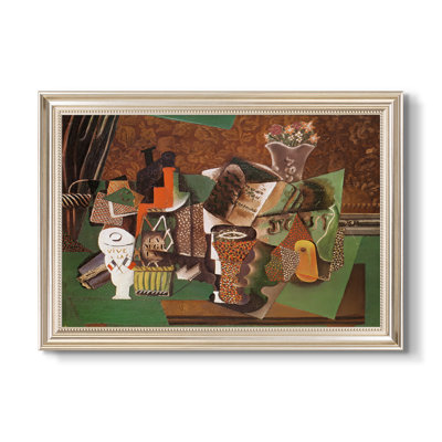 Cartes à jouer, verres, bouteille de rhum : Vive la France, 1914-1915 - Pablo Picasso - Toile encadrée sur mesure