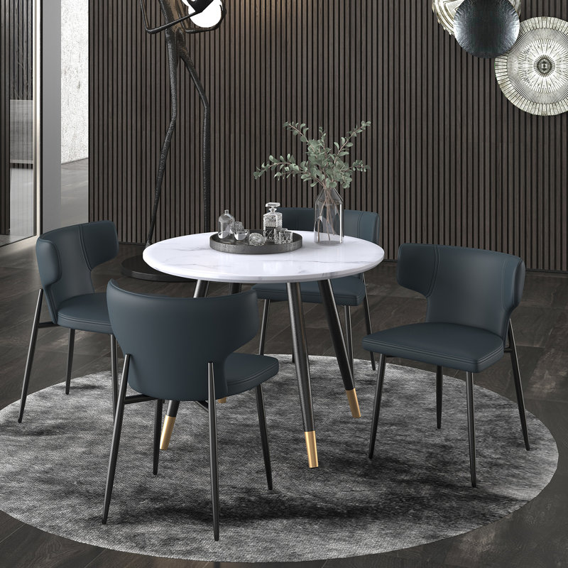 Lewell 18.7'' H Upholstered Metal Side Chair, Black