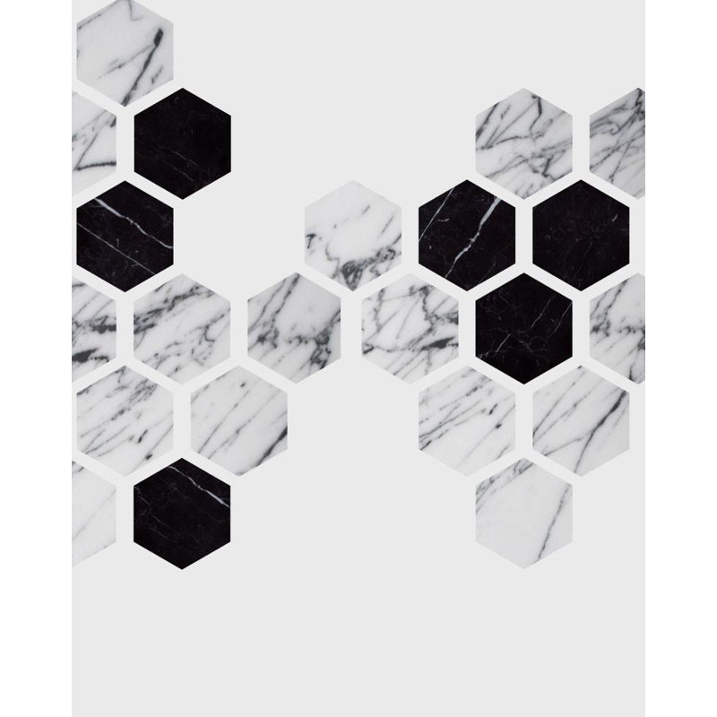 Hexagon Geometric Geometric Wall Mural, Gray/Black, 96" W x 144" L