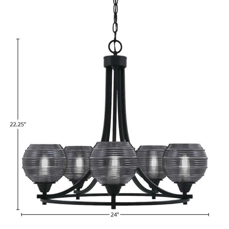 Paramount 5 Light Uplight Chandelier, Black