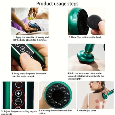 Aspirateur électrique 12 vitesses et masseur Gua Sha - Grattoir pour le corps sans fil rechargeable, outil de massage portatif des tissus profonds pour soulager les muscles, adapté à tous les types de peau (cadeau parfait pour les fêtes / anniversaires)