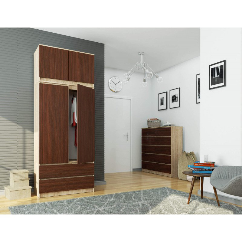 Alexiyana 2 -Door Rectangle Accent Cabinet, Oak Sonoma/Walnut