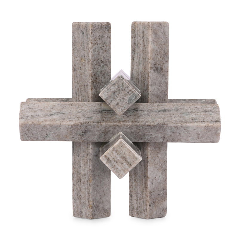 Sagebrook Home 7X7" Marble Geometric Orb, Grey