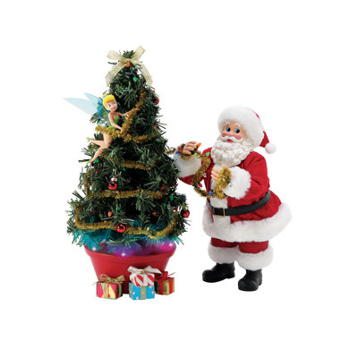 Possible Dreams Disney Tinker Bell and Santa a Little Bit of Pixie Dust Lighted 2-Piece Figurine Set 12 Inch