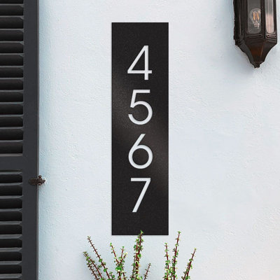 Vertical Address Plaque, Modern Solid Framed Custom House Number, Personalized Metal Sign
