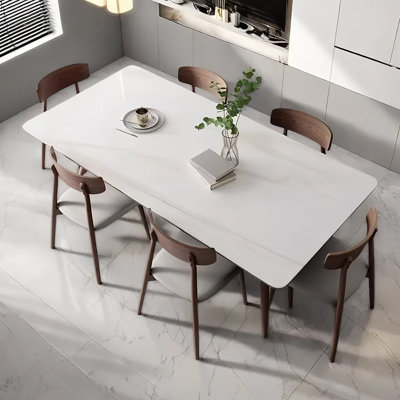 Rectangular rock plate dining table and chair set7