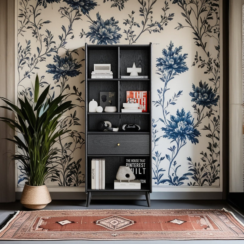 Light luxury modern style bookcase, (5 Shelves) 63.11"H x 31.50"W x 13.78"D