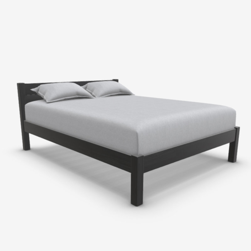 Alessio Solid Wood Bed, European Kingsize (160 x 200 cm), Black Wash