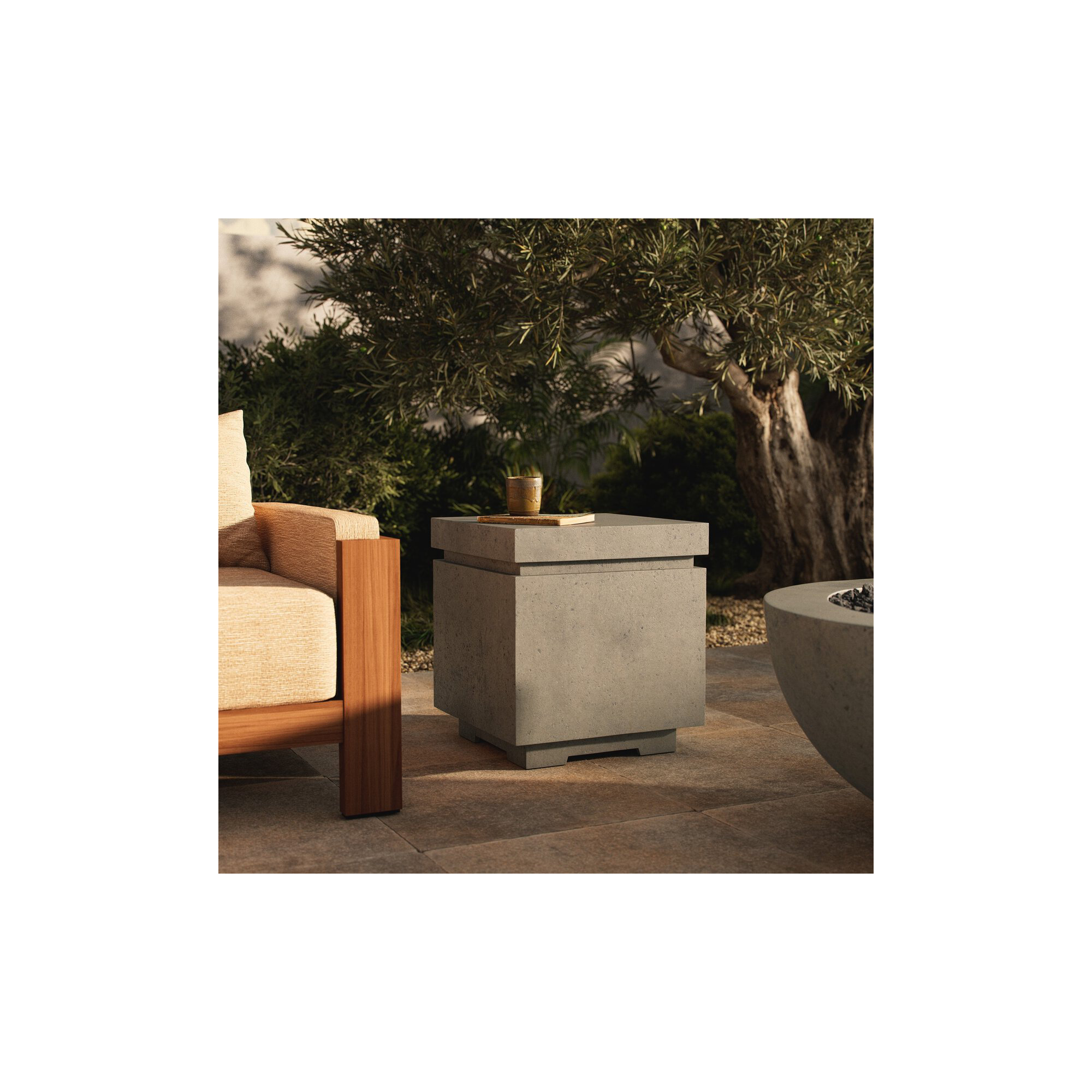 Eric Concrete Propane Tank Cover Side Table, Pewter Concrete