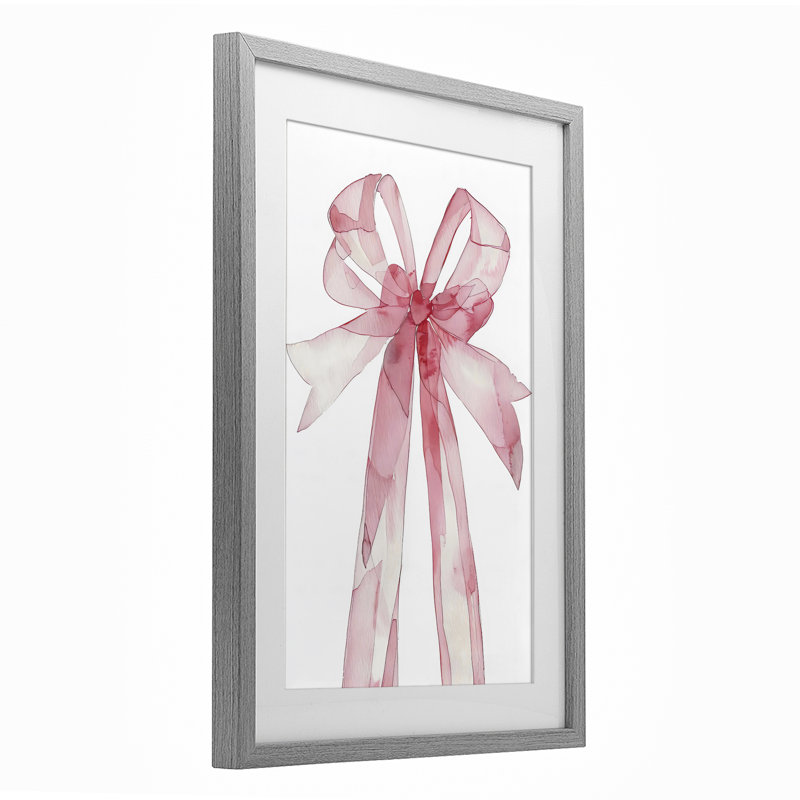 «Watercolor Pink Bow Illustration», reproduction encadrée sous verre, design par LSR Design Studio, H 23 po x l 17 po