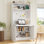 Garde-manger compact, buffet de 69 po de hauteur avec huche et poste de travail pliable, armoire de rangement multifonctionnelle avec tablette réglable et prise de courant pour la salle à manger, le salon, blanc