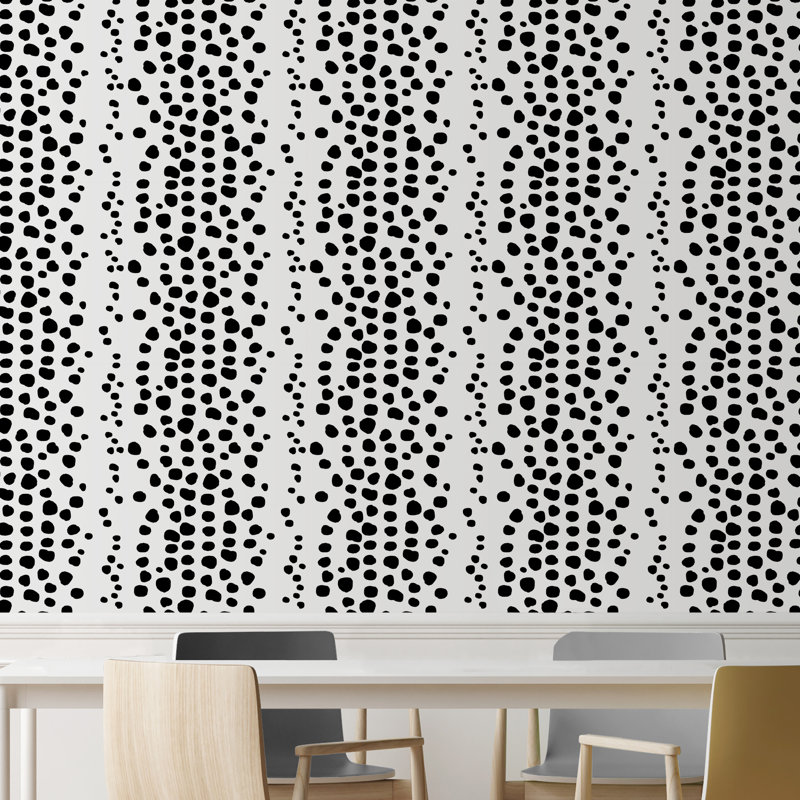 Panneau de papier peint Burnsdale, L 24 po x L 96 po, Noir / blanc