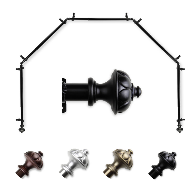 Tringle à rideaux simple ajustable Blondene, Noir, 28 po à 48 po (chaque côté)